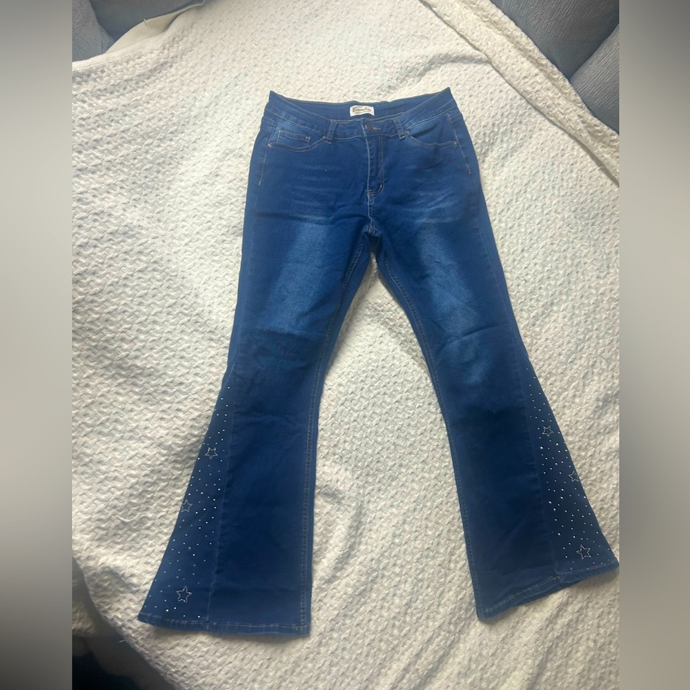 Bling Rhinestone Star Flair Jeans